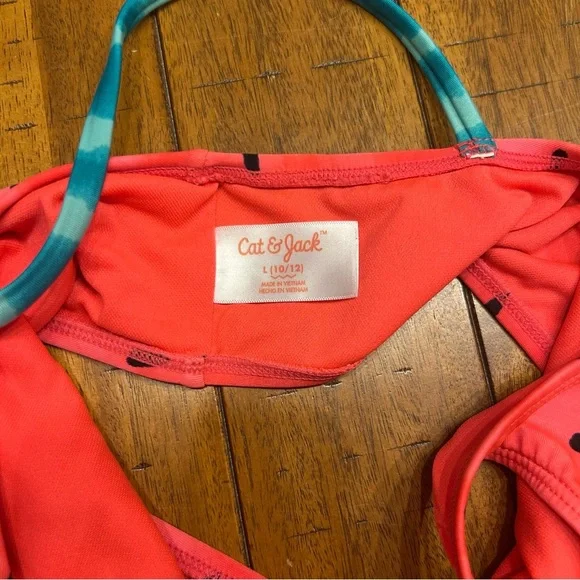 Cat & Jack Girl’s Watermelon 2-Piece Swimsuit, Sz L (10/12), Pink, Green Bikini - Picture 4 of 9